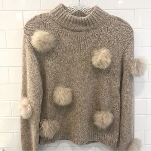 TIBI Pom Pom alpaca wool sweater jumper unique warm ultra soft fun!!